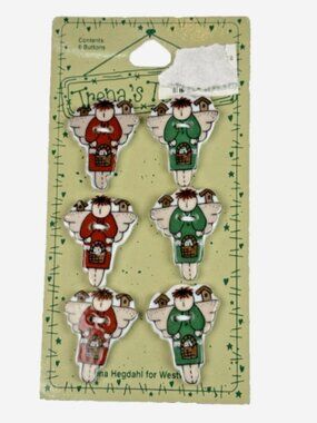 Trena’s Trinkets Angel Ceramic Buttons 1996 Vintage 90s